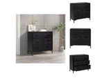 Vidaxl Cassettiera Nera 75X35X70 Cm In Pino Massiccio - Cassettiere