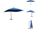 Vidaxl Ombrellone A Semaforo Con Palo In Legno 400×300 Cm Blu - Ombrelloni E Tende Da Sole