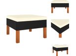 Vidaxl Poggiapiedi In Poly Rattan E Legno Massiccio Di Eucalipto - Elementi Per Divani Da Giardino