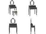 Vidaxl Set Tavolo Da Toilette Con Sgabello Grigio 75X69X140 Cm In Legno Di Paulownia - Tavolo Da Toilette - Tavoli Da Toilette - Set Tavolo Da Toilette - Set Tavolo Da Toilette