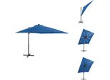 Vidaxl Ombrellone A Semaforo Con Asta E Illuminazione A Led Azzurro 250 Cm - Ombrelloni E Tende Da Sole