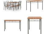 Vidaxl Gruppo Da Pranzo 7 Pezzi Mdf E Acciaio Marrone - Tavolo E Sedie Da Pranzo - Tavoli E Sedie Da Pranzo - Gruppo Da Pranzo - Gruppi Da Pranzo