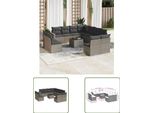 The Living Store Set Di Divani Da Giardino 12 Pezzi Con Cuscini In Poly Rattan Grigio