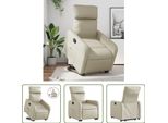 The Living Store Poltrona Relax Con Supporto In Piedi In Pelle Finta Crema