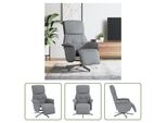 The Living Store Poltrona Relax Con Poggiapiedi In Tessuto Grigio Chiaro