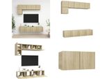 Vidaxl Set Di Mobili Tv 5 Pezzi In Legno Di Quercia Sonoma - Set Di Mobili Tv - Set Di Mobili Tv - Set Di Mobili Tv Sospesi - Set Di Mobili Tv Sospesi