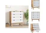 Vidaxl Cassettiera Otta Brown&White 76,5X39,5X90 Cm In Legno Massiccio - Cassettiere