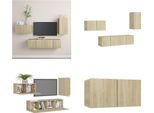 Vidaxl Set Di Mobili Tv 4 Pezzi In Legno Di Quercia Sonoma - Set Di Mobili Tv - Set Di Mobili Tv - Set Di Mobili Tv Sospesi - Set Di Mobili Tv Sospesi