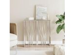 The Living Store Tavolo Consolle 70X30X70 Cm In Acciaio Inox E Vetro