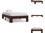 Vidaxl Letto In Legno Massiccio Di Pino Marrone Scuro 90X200 Cm - Letti E Strutture Letto