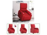 The Living Store Poltrona Relax Con Supporto In Piedi In Pelle Finta Rossa