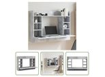 The Living Store Scrivania A Muro Grigio Cemento 105X48X75 Cm Materiale Legno