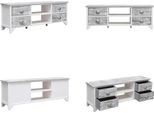 Vidaxl Mobile Tv Bianco E Grigio 108X30X40 Cm In Legno Massiccio Di Paulownia - Mobile Tv - Mobili Tv - Mobili Tv - Mobili Tv
