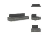 Vidaxl Divano Modulare A 3 Posti In Rattan Grigio - Elementi Per Divani Da Giardino