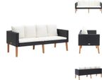Vidaxl Divano Da Giardino A 2 Posti Con Cuscini In Poly Rattan Nero - Divani Da Giardino