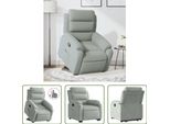 The Living Store Poltrona Relax Con Supporto In Velluto Grigio Chiaro