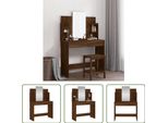 The Living Store Comodino Con Specchio Effetto Rovere Marrone 96X39X142 Cm