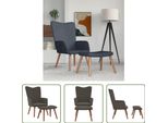 The Living Store Poltrona Relax Con Poggiapiedi In Velluto Grigio Scuro