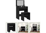 The Living Store Comodino Con Sgabello Nero 60X40X113,5 Cm