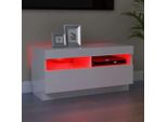 The Living Store Mobile Tv Con Luci Led Bianco Lucido 80X35X40 Cm