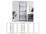 The Living Store Porta Interna Slim Nera 76X201,5 Cm In Vetro Temperato E Alluminio