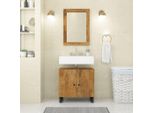 The Living Store Specchio 70X50 Cm In Legno Massiccio Di Mango E Vetro