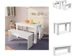 Vidaxl Set Da Pranzo 3 Pezzi Tavolo E Panche Materiale Legno Bianco - Set Da Pranzo
