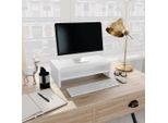 The Living Store Supporto Per Monitor Bianco 42X24X13 Cm Materiale In Legno