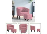 The Living Store Sedia Club Con Poggiapiedi Velluto Rosa