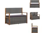 Vidaxl Panca Con Vano Portaoggetti 115 Cm In Poly Rattan Legno Massiccio Acacia Grigio - Panche Da Giardino