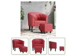 The Living Store Sedia Club Con Poggiapiedi In Ecopelle Rosso Vino