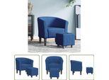 The Living Store Sedia Club Con Poggiapiedi In Tessuto Blu