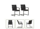 The Living Store Sedia A Sbalzo 2 Pezzi In Vera Pelle Nera