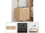 The Living Store Pensili Tv Con Luci Led 2 Pezzi Rovere Sonoma