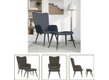 The Living Store Poltrona Relax Con Poggiapiedi In Velluto Grigio Scuro