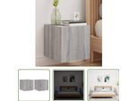 The Living Store Pensili Tv Con Luci Led 2 Pz. Grigio Sonoma 30,5X35X30Cm