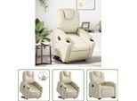 The Living Store Poltrona Relax Con Supporto In Piedi In Pelle Finta Crema