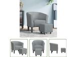 The Living Store Sedia Club Con Poggiapiedi In Tessuto Grigio Chiaro