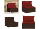 Vidaxl Divano Da Centro Giardino Con Cuscini In Poly Rattan Marrone - Divano Da Centro Giardino - Divani Da Centro Giardino - Divano Modulare - Divano Da Esterno