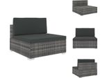 Vidaxl Divano Modulare Sezione Centrale 1 Pezzo + Cuscini In Rattan Grigio - Elementi Per Divani Da Giardino