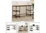 The Living Store Scrivania In Rovere Fumé 140X50X75 Cm Metallo Materiale Legno