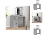 Vidaxl Tavolino Da Toilette Con Led Grigio Sonoma 90X50X132,5 Cm Materiale A Base Di Legno - Tavolini Da Toilette
