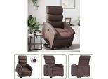 The Living Store Poltrona Relax Con Supporto In Piedi In Pelle Finta Marrone