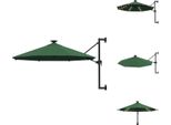Vidaxl Ombrellone A Parete Con Led E Asta In Metallo 300 Cm Verde - Ombrelloni E Tende Da Sole