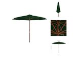 Vidaxl Ombrellone Con Asta In Legno 350 Cm Verde - Ombrelloni E Tende Da Sole