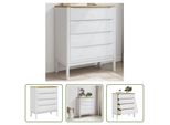 The Living Store Cassettiera Floro In Pino Massiccio Bianco