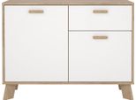 Credenza Ikast 2 Ante, 1 Cassetto, Decoro Rovere, Bianco.