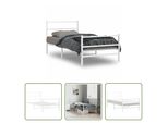 The Living Store Struttura Letto Con Testiera E Pediera In Metallo Bianco 100X200 Cm