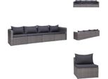 Vidaxl Set Di Divani Da Giardino 4 Pezzi Con Cuscini In Poly Rattan Grigio - Divani Da Giardino
