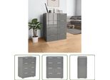 The Living Store Credenza Grigio Lucido 60X35X80 Cm Materiale A Base Di Legno